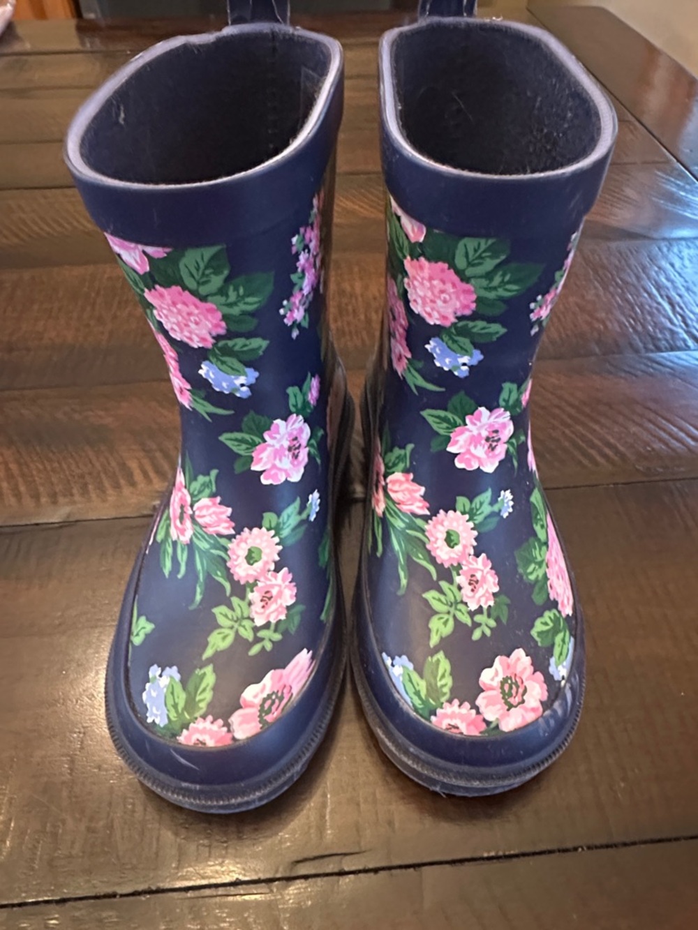 Janie and Jack Navy Floral Rain Boots